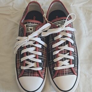 Converse Red and Black Plaid Sneakers
